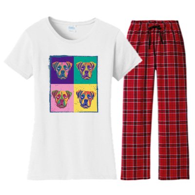 Colorful Boxer Dogs Women's Flannel Pajama Set