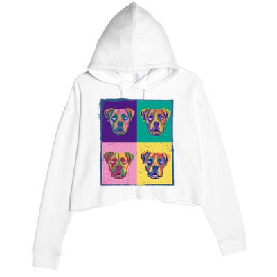 Colorful Boxer Dogs Crop Fleece Hoodie