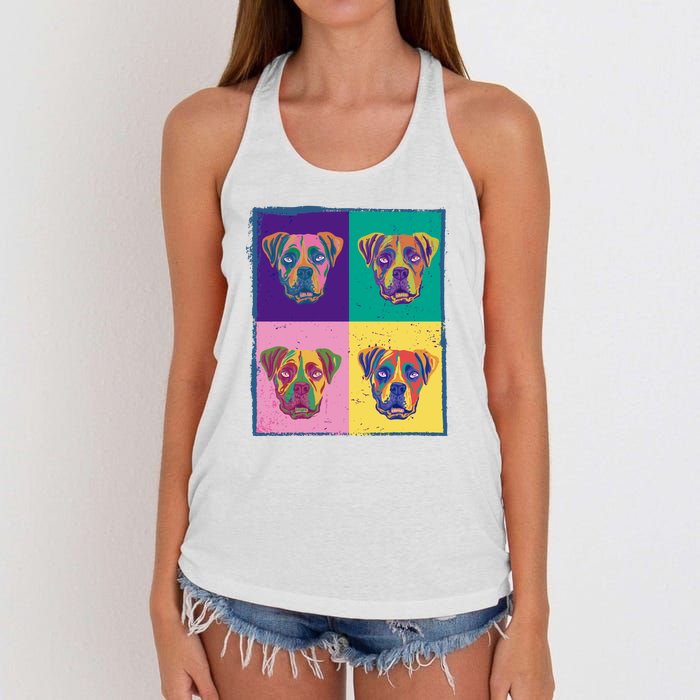 Colorful Boxer Dogs Women's Knotted Racerback Tank