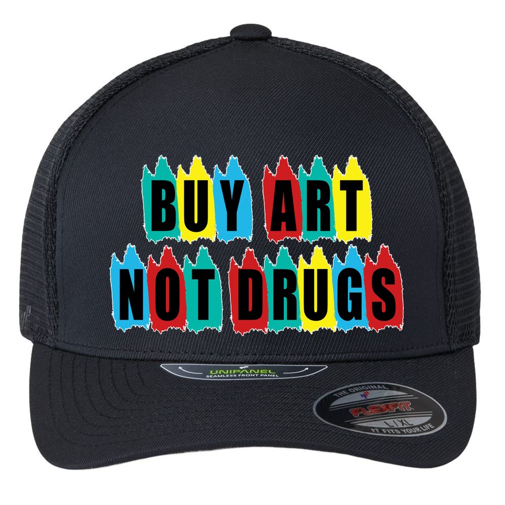 Colorful Buy Art Not Drugs Logo Flexfit Unipanel Trucker Cap