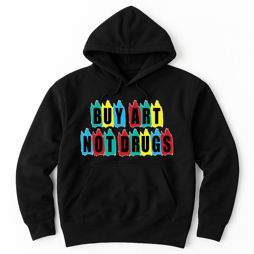 Colorful Buy Art Not Drugs Logo Hoodie
