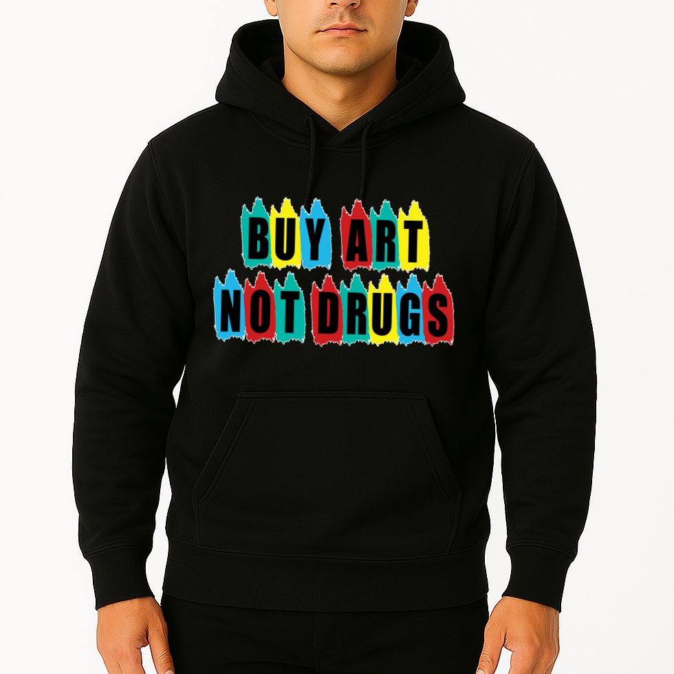 Colorful Buy Art Not Drugs Logo Hoodie