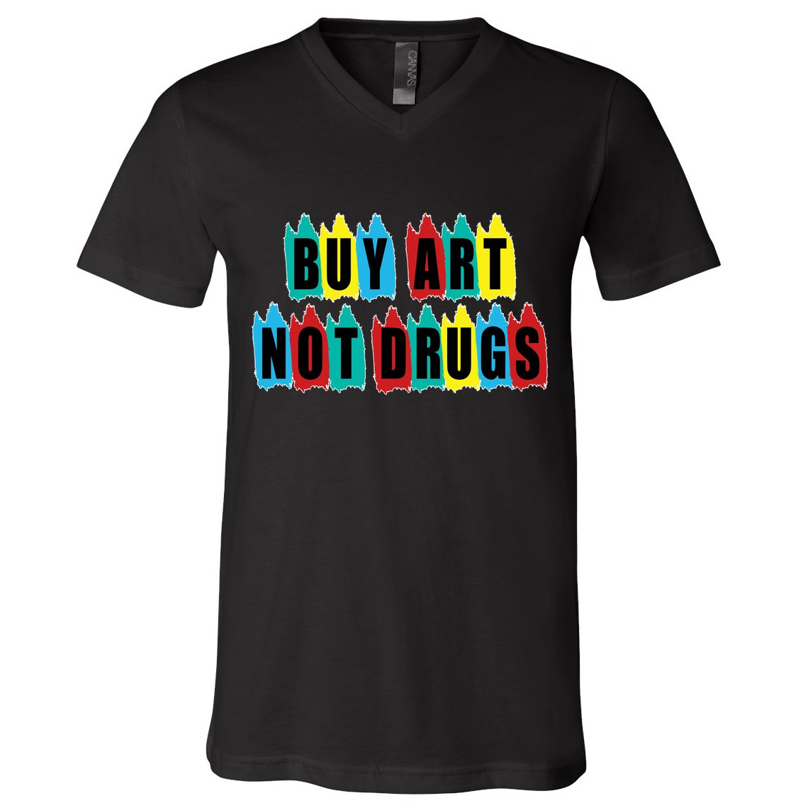 Colorful Buy Art Not Drugs Logo V-Neck T-Shirt