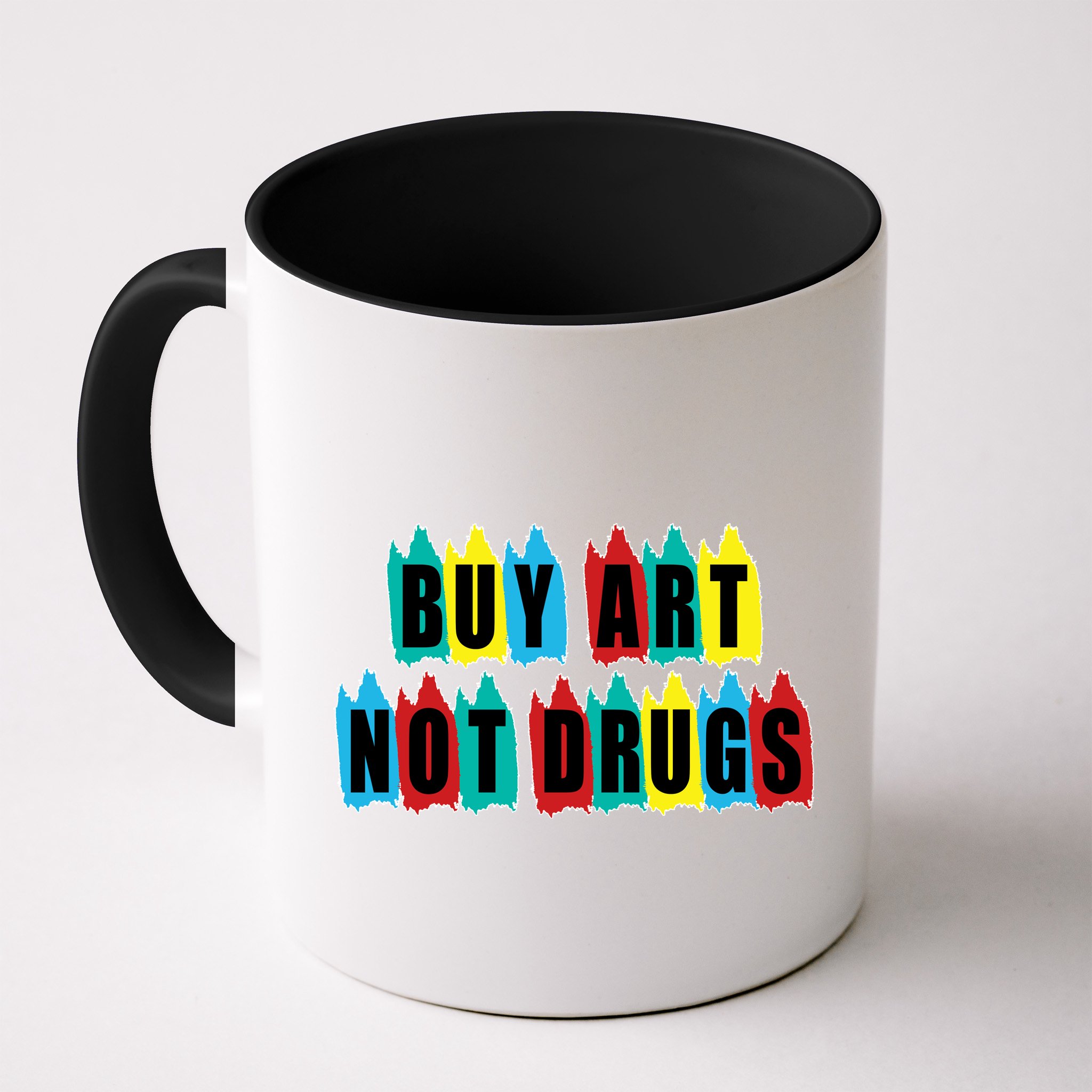 Colorful Buy Art Not Drugs Logo Mug