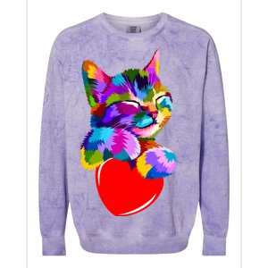 Colorful Cat Full Of Love Kitten Lovers  Colorblast Crewneck Sweatshirt