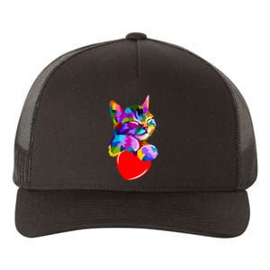 Colorful Cat Full Of Love Kitten Lovers  Yupoong Adult 5-Panel Trucker Hat