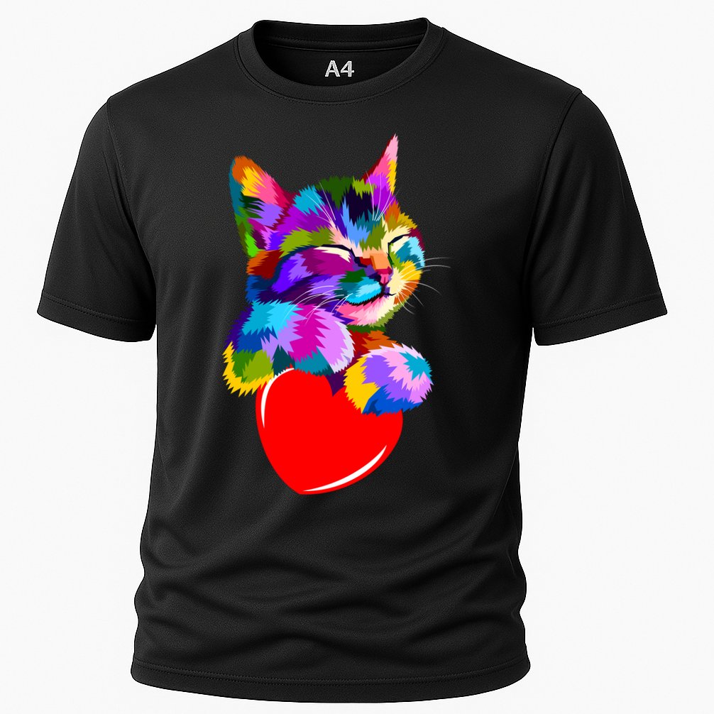 Colorful Cat Full Of Love Kitten Lovers  Cooling Performance Crew T-Shirt