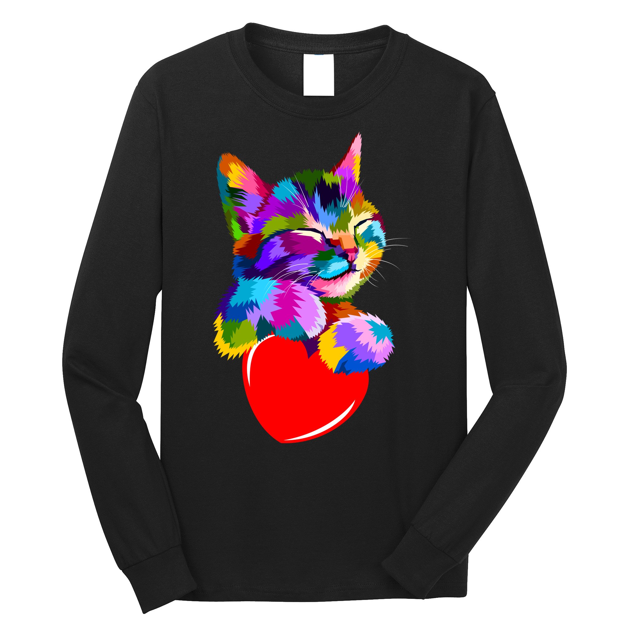 Colorful Cat Full Of Love Kitten Lovers  Long Sleeve Shirt