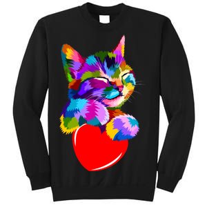 Colorful Cat Full Of Love Kitten Lovers  Sweatshirt