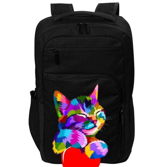 Colorful Cat Full Of Love Kitten Lovers  Impact Tech Backpack