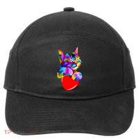 Colorful Cat Full Of Love Kitten Lovers  7-Panel Snapback Hat