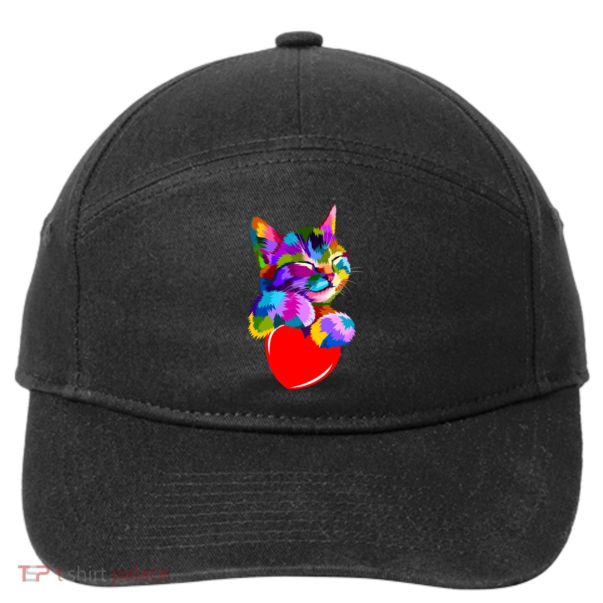 Colorful Cat Full Of Love Kitten Lovers  7-Panel Snapback Hat