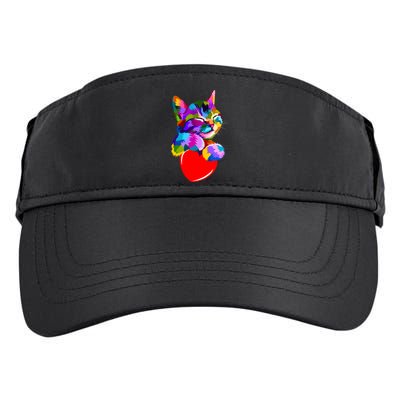 Colorful Cat Full Of Love Kitten Lovers  Adult Drive Performance Visor