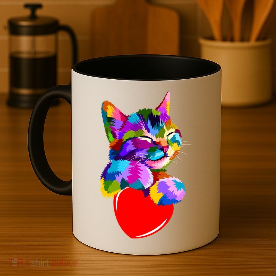 Colorful Cat Full Of Love Kitten Lovers  Mug