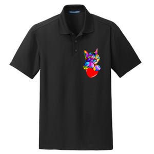 Colorful Cat Full Of Love Kitten Lovers  Dry Zone Grid Polo