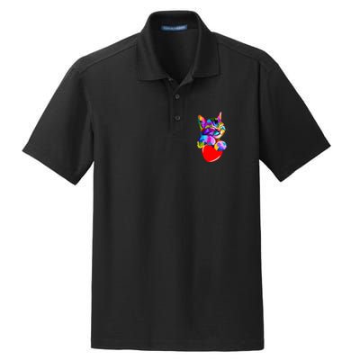 Colorful Cat Full Of Love Kitten Lovers  Dry Zone Grid Polo