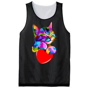 Colorful Cat Full Of Love Kitten Lovers  Mesh Reversible Basketball Jersey Tank