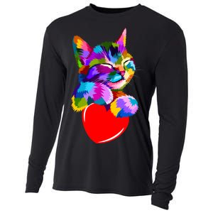 Colorful Cat Full Of Love Kitten Lovers  Cooling Performance Long Sleeve Crew