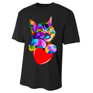 Colorful Cat Full Of Love Kitten Lovers  Performance Sprint T-Shirt