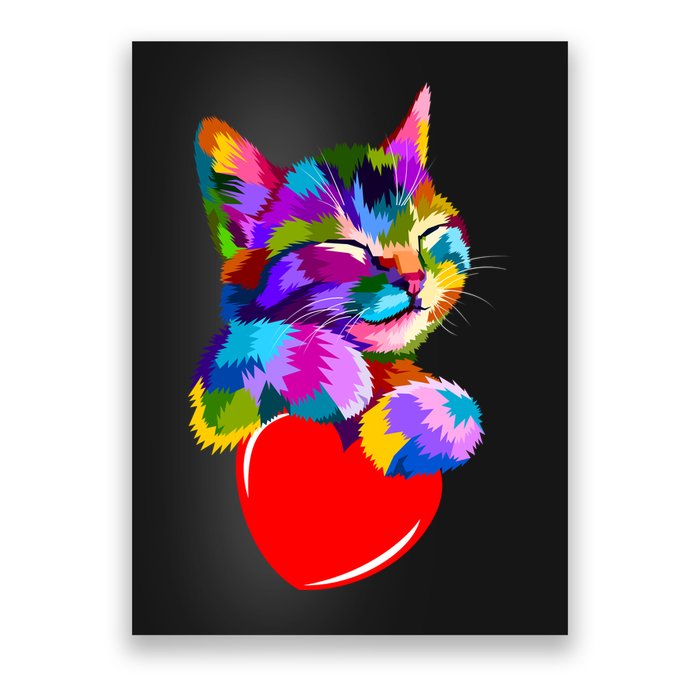 Colorful Cat Full Of Love Kitten Lovers  Poster