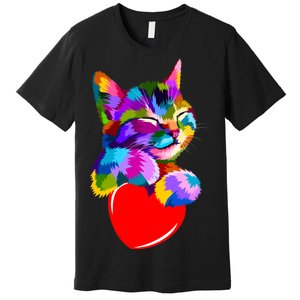 Colorful Cat Full Of Love Kitten Lovers  Premium T-Shirt