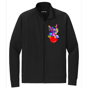 Colorful Cat Full Of Love Kitten Lovers  Stretch Full-Zip Cadet Jacket