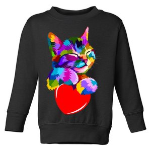 Colorful Cat Full Of Love Kitten Lovers  Toddler Sweatshirt