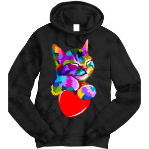 Colorful Cat Full Of Love Kitten Lovers  Tie Dye Hoodie