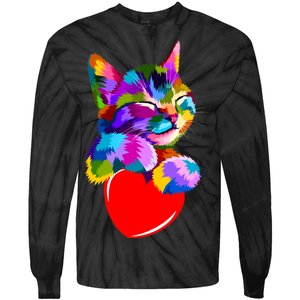 Colorful Cat Full Of Love Kitten Lovers  Tie-Dye Long Sleeve Shirt