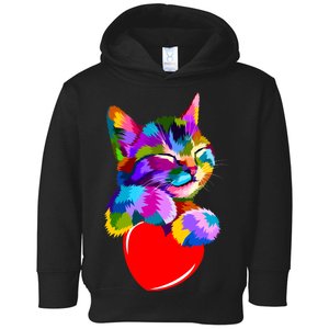 Colorful Cat Full Of Love Kitten Lovers  Toddler Hoodie