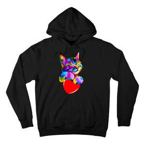 Colorful Cat Full Of Love Kitten Lovers  Tall Hoodie