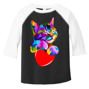 Colorful Cat Full Of Love Kitten Lovers  Toddler Fine Jersey T-Shirt