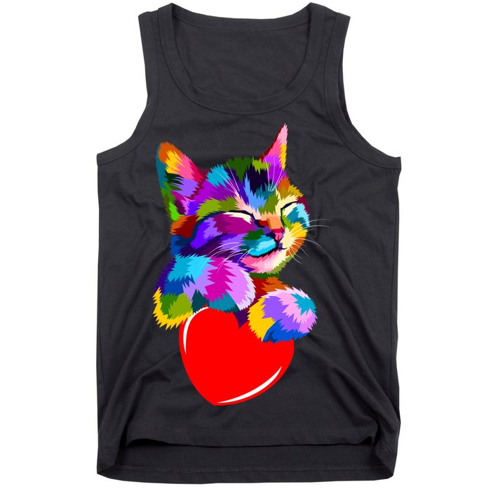 Colorful Cat Full Of Love Kitten Lovers  Tank Top