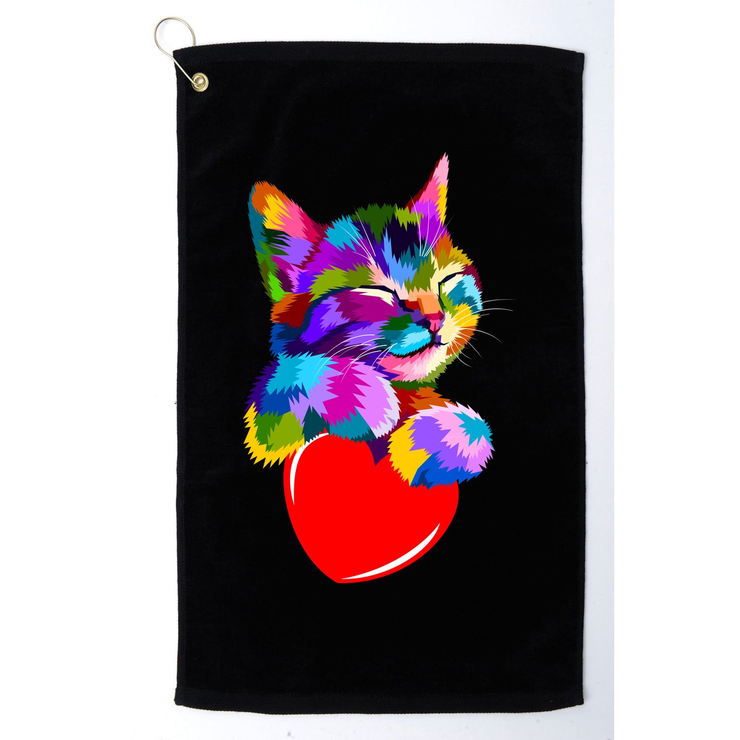 Colorful Cat Full Of Love Kitten Lovers  Golf Towel