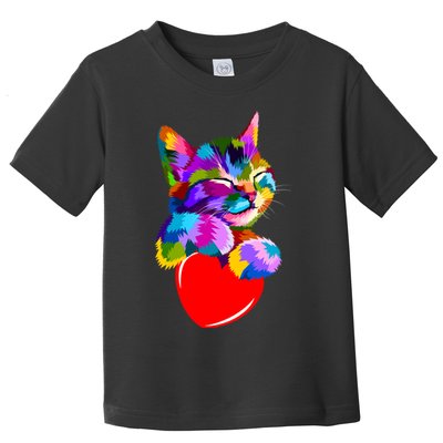 Colorful Cat Full Of Love Kitten Lovers  Toddler T-Shirt