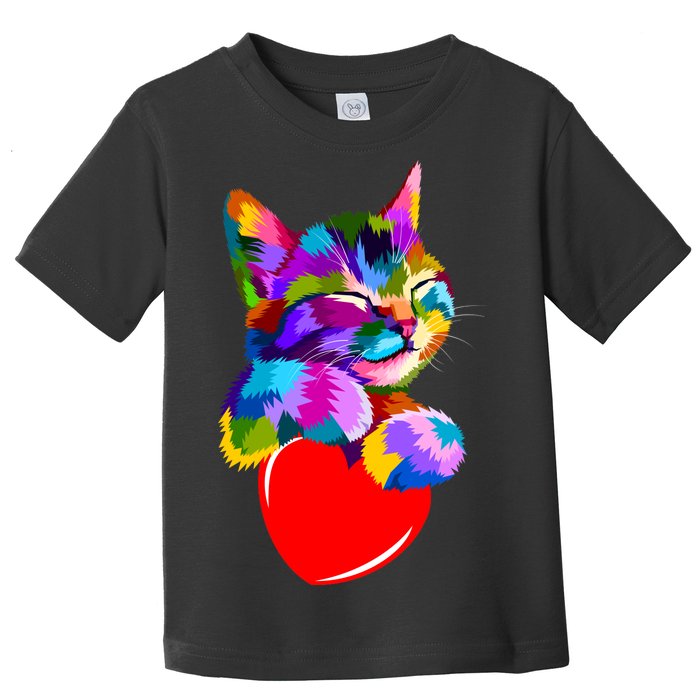 Colorful Cat Full Of Love Kitten Lovers  Toddler T-Shirt