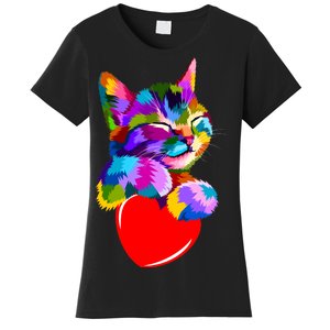 Colorful Cat Full Of Love Kitten Lovers  Women's T-Shirt