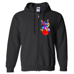 Colorful Cat Full Of Love Kitten Lovers  Full Zip Hoodie