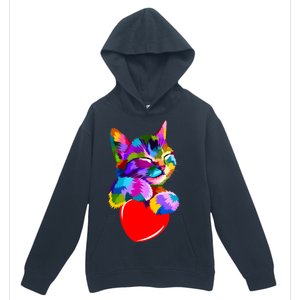 Colorful Cat Full Of Love Kitten Lovers  Urban Pullover Hoodie