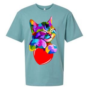 Colorful Cat Full Of Love Kitten Lovers  Sueded Cloud Jersey T-Shirt