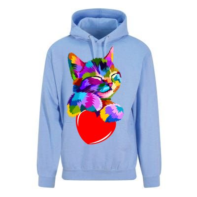 Colorful Cat Full Of Love Kitten Lovers  Unisex Surf Hoodie