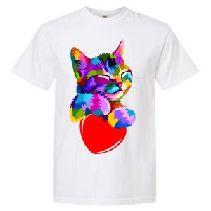 Colorful Cat Full Of Love Kitten Lovers  Garment-Dyed Heavyweight T-Shirt