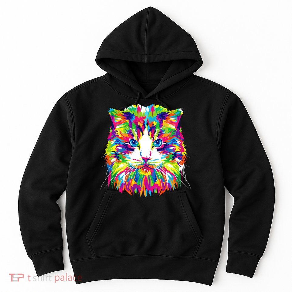 Colorful Cat Pattern Hoodie