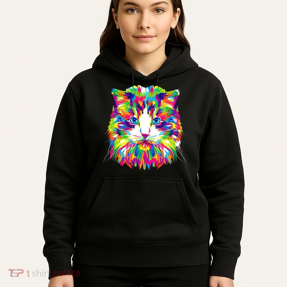 Colorful Cat Pattern Hoodie