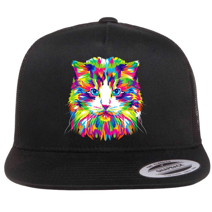 Colorful Cat Pattern Flatbill Hat