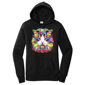 Colorful Cat Pattern Women's Pullover Hoodie