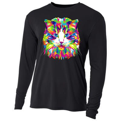 Colorful Cat Pattern Cooling Performance Long Sleeve Crew