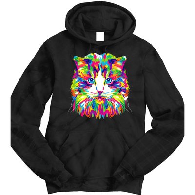 Colorful Cat Pattern Tie Dye Hoodie