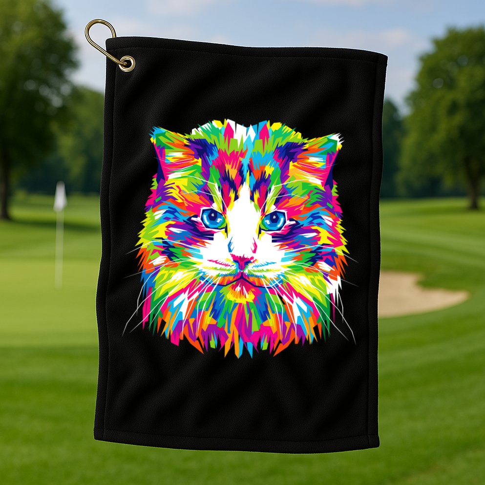 Colorful Cat Pattern Golf Towel
