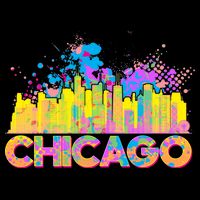 Colorful Chicago Skyline Paint Cooling Performance Crew T-Shirt